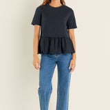 Mixed Media Scalloped T-shirt