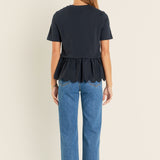 Mixed Media Scalloped T-shirt