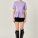 Mixed Media Scalloped T-shirt