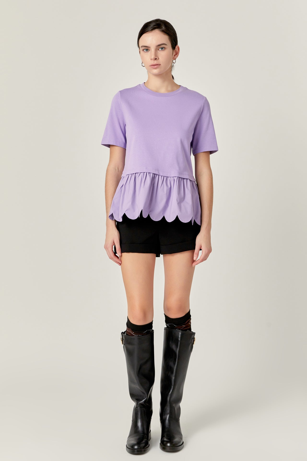 Mixed Media Scalloped T-shirt