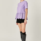Mixed Media Scalloped T-shirt