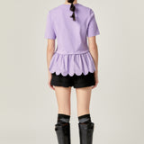 Mixed Media Scalloped T-shirt