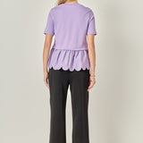 Mixed Media Scallop Detail T-shirt