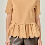 Mixed Media Scallop Detail T-shirt
