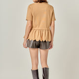 Mixed Media Scallop Detail T-shirt