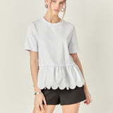 Mixed Media Scalloped T-shirt