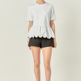 Mixed Media Scalloped T-shirt