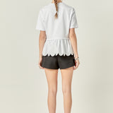 Mixed Media Scalloped T-shirt