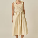 Ruffled Shoulder Straps Midi Dress