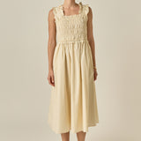 Ruffled Shoulder Straps Midi Dress