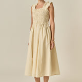 Ruffled Shoulder Straps Midi Dress