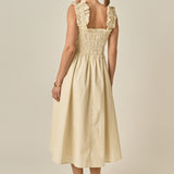 Ruffled Shoulder Straps Midi Dress