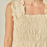 Ruffled Shoulder Straps Midi Dress