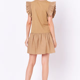 Mixed Media Ruffled Detail Mini Dress