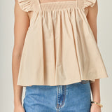 Ruffle Detail Square Neck Top