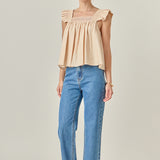 Ruffle Detail Square Neck Top