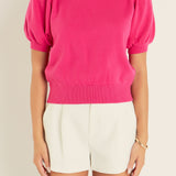 Short Puff Sleeve Knit Top