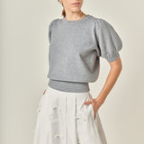 Short Puff Sleeve Knit Top