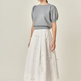 Short Puff Sleeve Knit Top