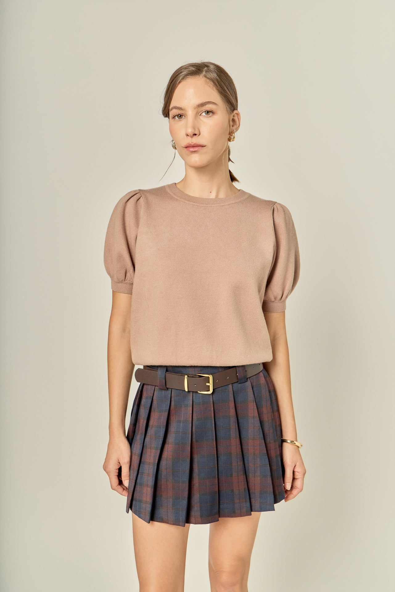 Short Puff Sleeve Knit Top – English Factory