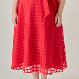 Plus Size Plaid Organza Fit & Flare Midi Skirt