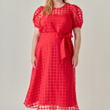 Plus Size Plaid Organza Fit & Flare Midi Skirt