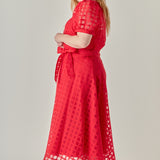 Plus Size Plaid Organza Fit & Flare Midi Skirt
