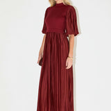 Pleated Mix Media Maxi Dress