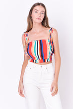 Load image into Gallery viewer, Rainbow Stripe Top with Tie
