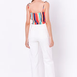 Rainbow Stripe Top with Tie