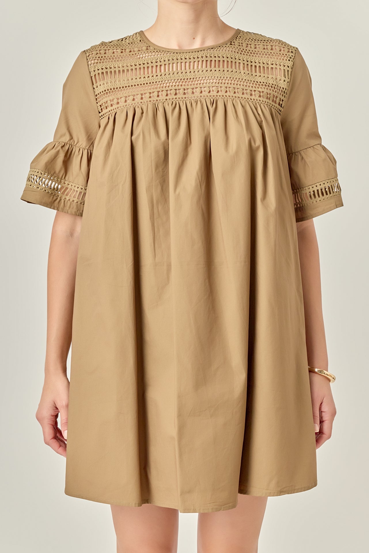 English Factory - Lace Detail Mini Dress GREEN / M English Factory - Lace Detail Mini Dress GREEN / M
