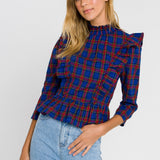 Tartan Blouse w/ Ruffles