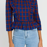 Tartan Blouse w/ Ruffles