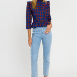 Tartan Blouse w/ Ruffles