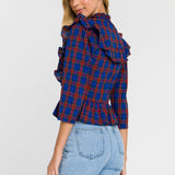 Tartan Blouse w/ Ruffles