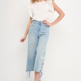 Tie Detail Denim Pants- Sold Out