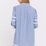 Lace Trim Striped Dress