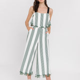 Stripe Fringe hem Pants