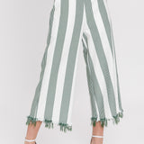 Stripe Fringe hem Pants