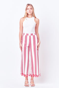 Stripe Fringe hem Pants