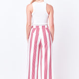 Stripe Fringe hem Pants