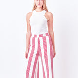 Stripe Fringe hem Pants