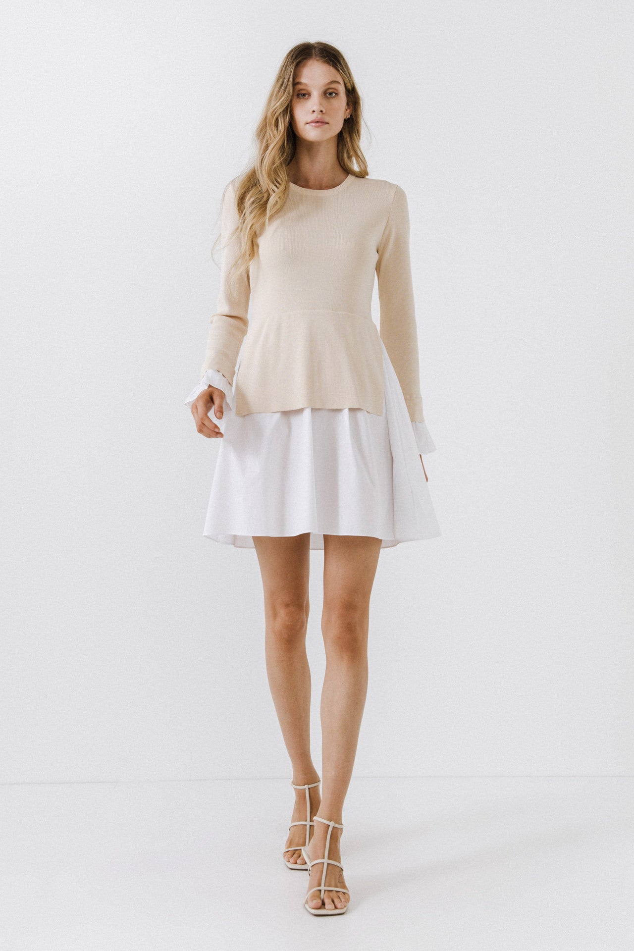 Poplin Combo Knit Dress English Factory Poplin Combo Knit Dress English Factory