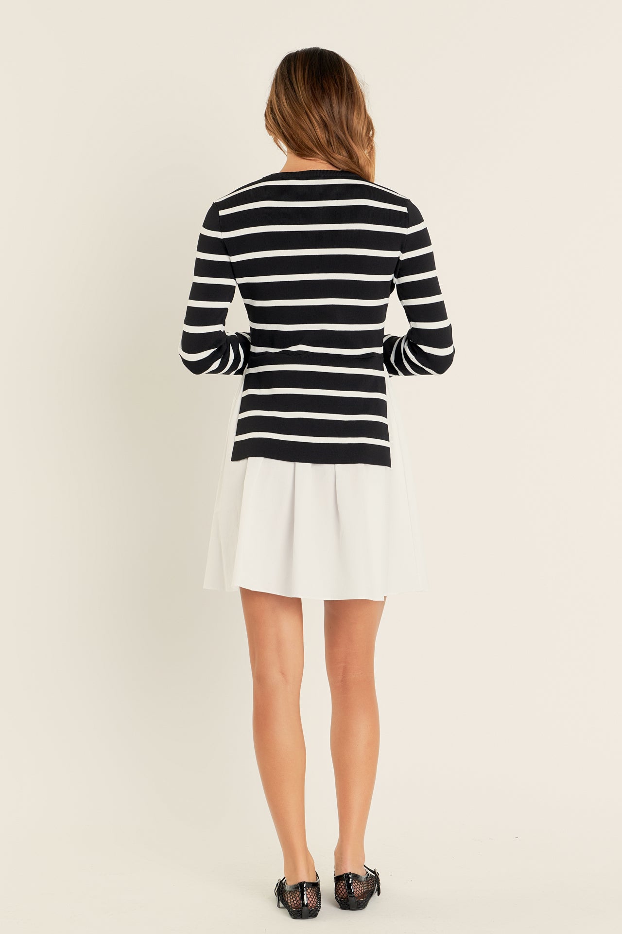 English Factory - Poplin Combo Knit Dress White / S English Factory - Poplin Combo Knit Dress White / S