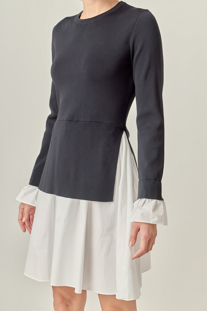 Poplin x Cotton Knit Dress