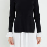 Poplin Combo Knit Mini Dress