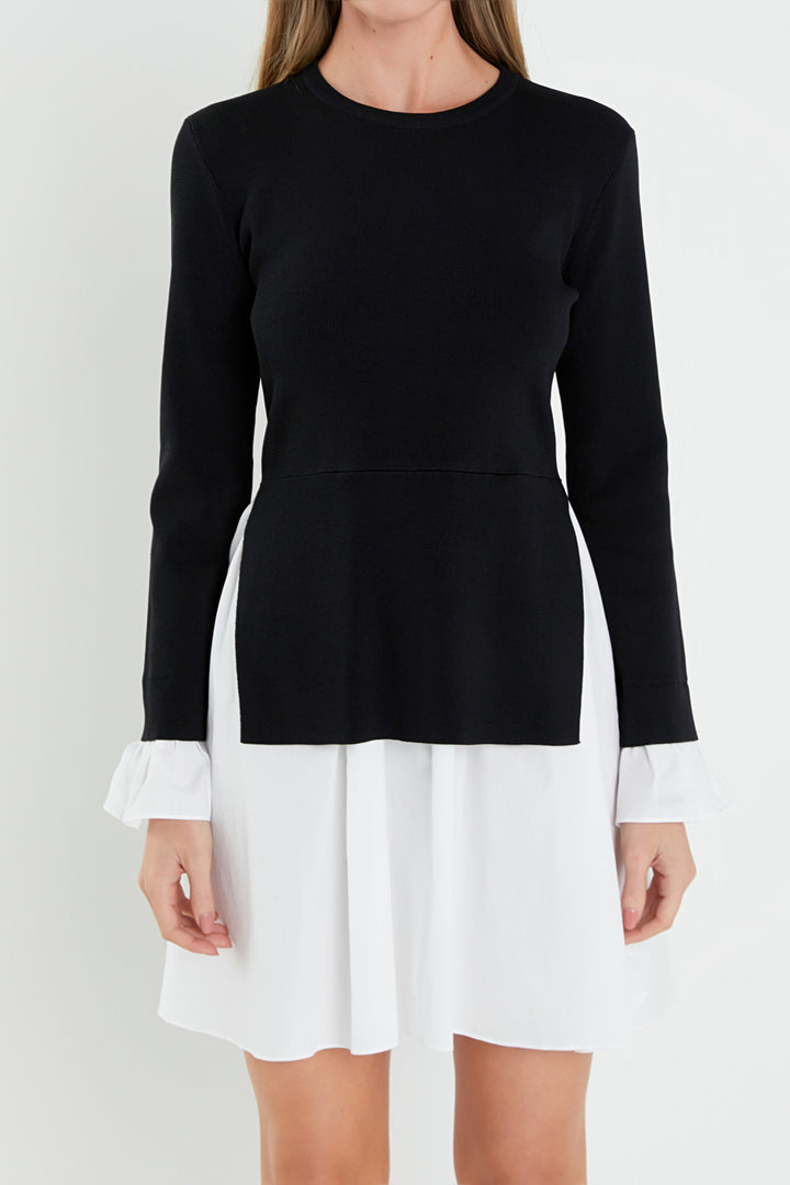 Poplin x Cotton Knit Dress