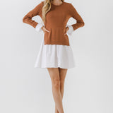 Poplin Combo Knit Mini Dress