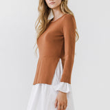 Poplin Combo Knit Mini Dress