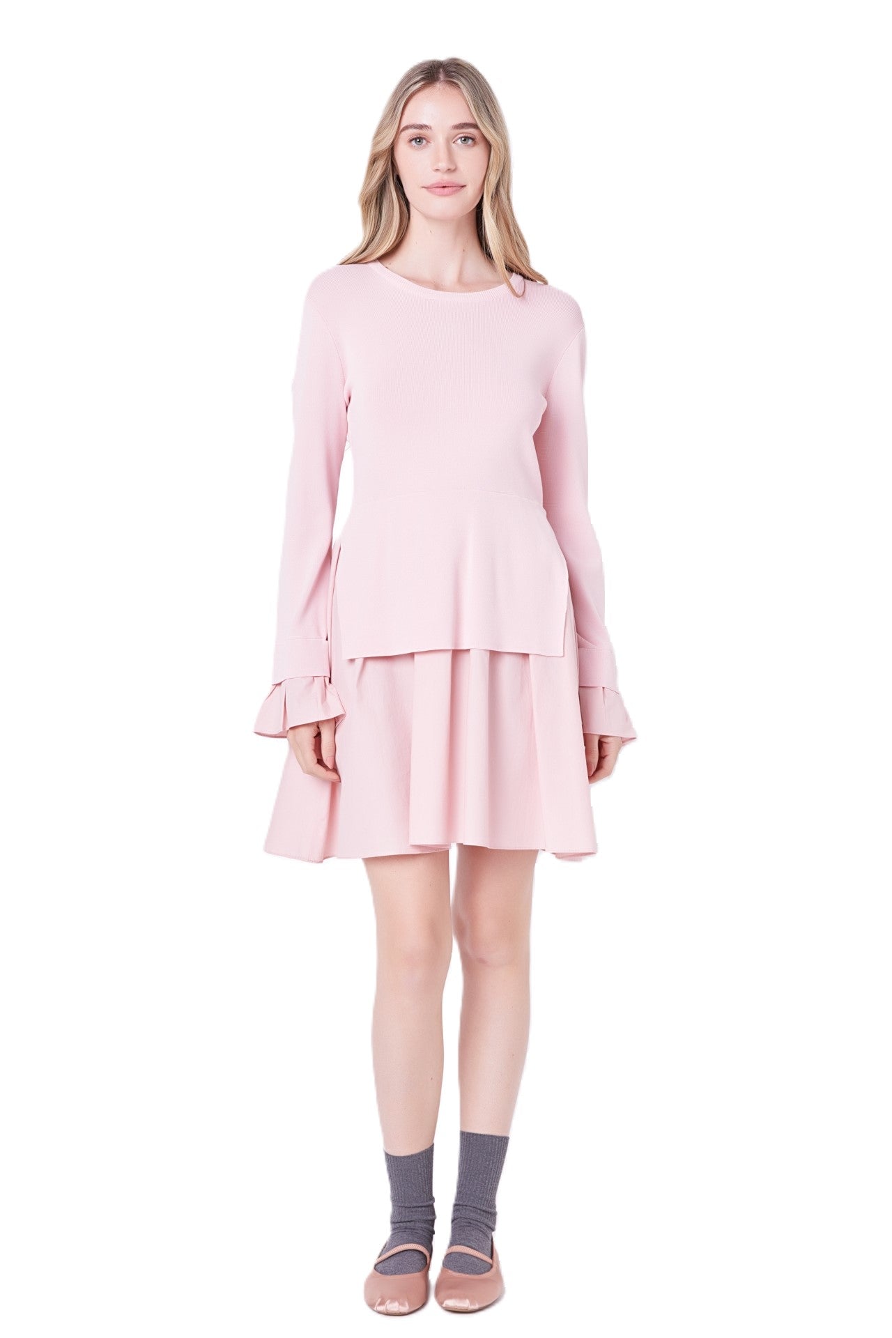 Poplin Combo Knit Dress English Factory